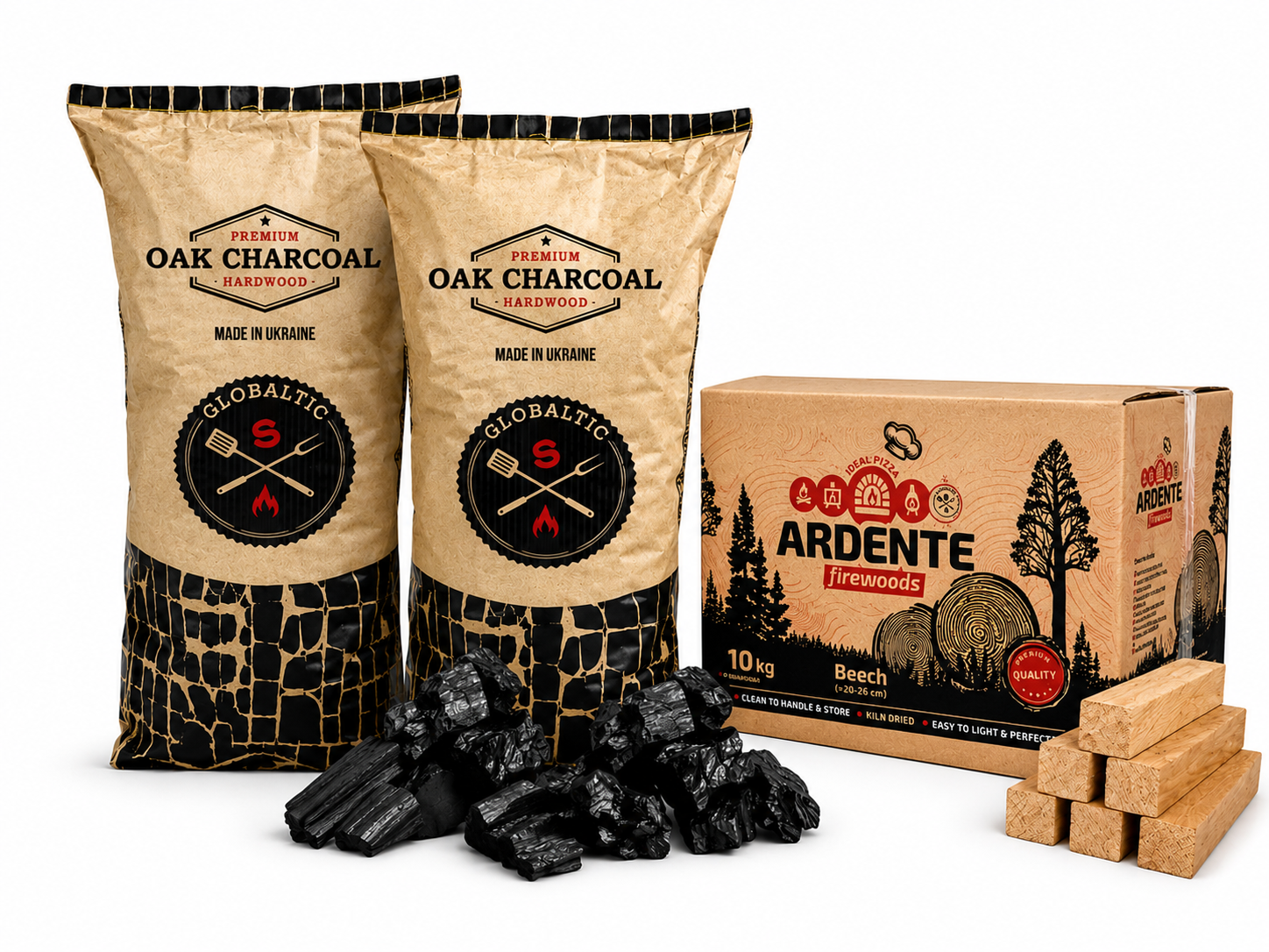 The Premium Oak Charcoal and Ardente Beech Firewood Bundle